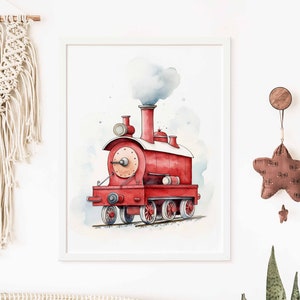 Train Print, Train Wall Art, Steam Train Poster, Boys Room Wall Art, Kids Room Decor, Boys Playroom Decor