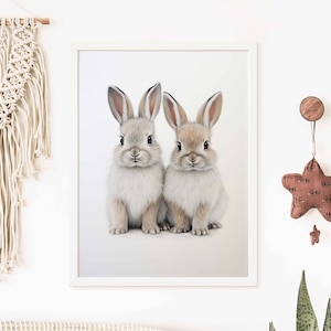 Bunny Rabbit Print, Rabbit Print, Girls Room Decor, Rabbit Wall Art, Baby Animals, Girls Nursery Art, Bunny Art