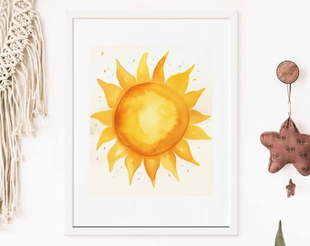 Modern Sunshine Print, Boho Sun Print, Retro Sun, Mid Century Modern Wall Art, Abstract Sun Print, Minimalist Sun, Vintage, Bedroom