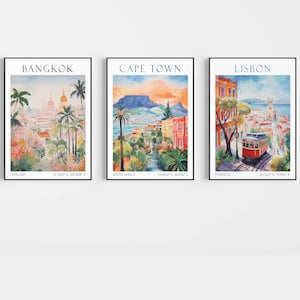 SET OF 3 Travel prints, ANY city any country City prints travel poster Custom personalised wall art personalised gift