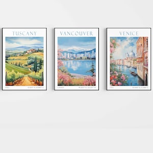 SET OF 3 Travel prints, ANY city any country City prints travel poster Custom personalised wall art personalised gift