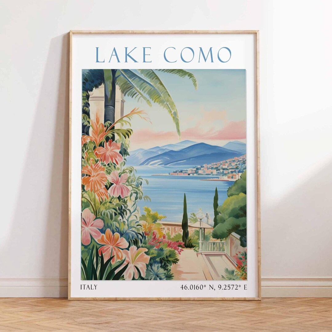 lake como italy travel poster art print (digital... Lake Como Poster, Lake Como Travel Print, Italy Travel Poster, Tropical ...