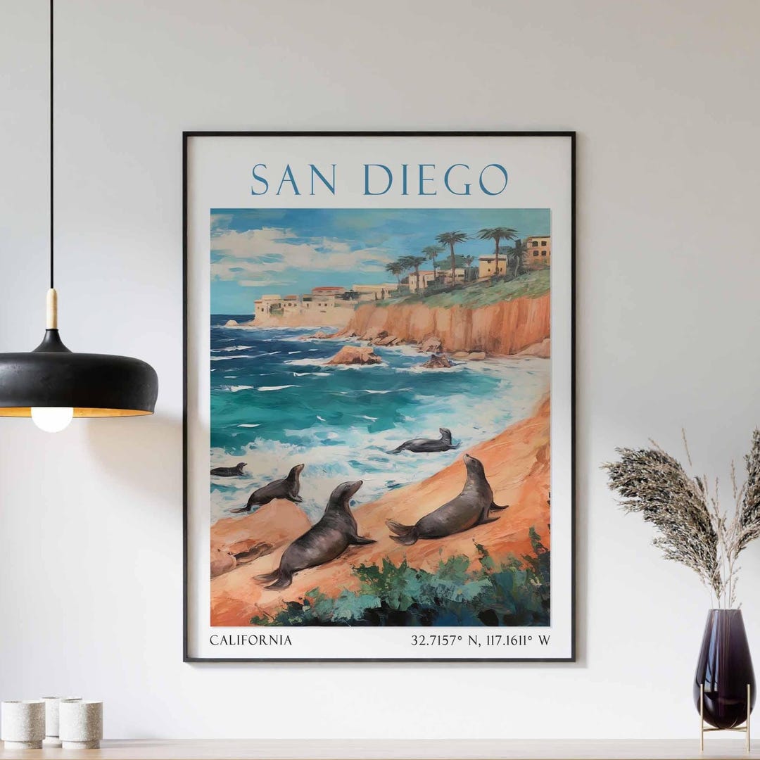 San Diego Travel Poster California Print Wall Art San Diego Wall ...