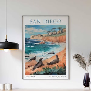 San Diego Travel Poster California Print Wall Art San Diego Wall Vintage Travel Poster