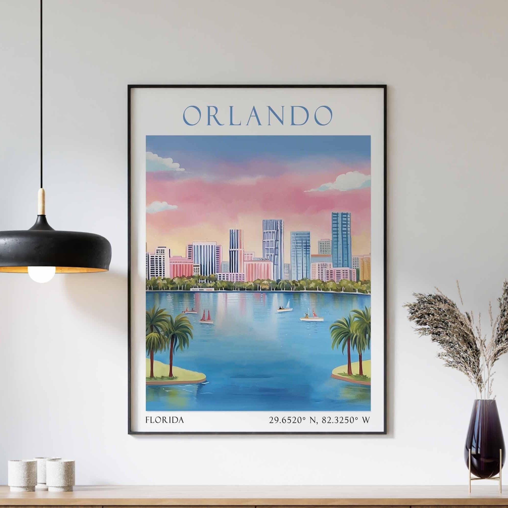 Print Rolnondo Orlando Travel Print, Orlando Wall Art, Orlando Poster, Orlando Vintage ...