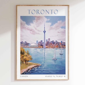 Impresión de viaje a Toronto, póster de viaje a Toronto, arte de la Torre CN, arte mural de Canadá, decoración de viaje a Canadá, regalo de viaje a Toronto, arte mural vintage
