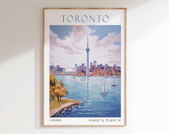 Toronto Reise Druck, Toronto Reise Poster, KN Tower Kunstwerk, Kanada Wandkunst, Kanada Reise-Dekor, Toronto Reisegeschenk, Vintage Wandkunst