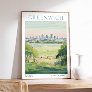 Greenwich Travel Print, Greenwich Travel Poster, London Wall Art, Vintage Greenwich Artwork, Greenwich City Art, Greenwich Travel Gift