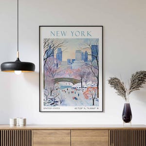 New York Print, Gapstow Bridge, Central Park, plakat New York, kochanek New York, sztuka New York, wydruk New York podróż, wydruk New York Winter