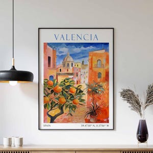 Valencia Travel Print, Valencia Wall Art, Spain Cityscape Decor, Valencia Poster, Spanish Travel Print, Valencia Artwork