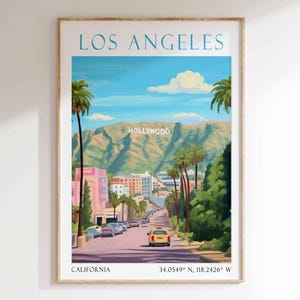 Los Angeles Travel Print, Hollywood Sign Art Print, Los Angeles Travel Poster, California Travel Art, Los Angeles Travel Gift