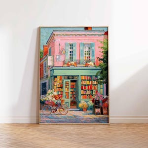 Bookshop Wall Art Print, Vintage Bookstore Poster, Reading Nook Decor, Book Lover Gift, Book Lover Wall Art, Cosy Home Library Print