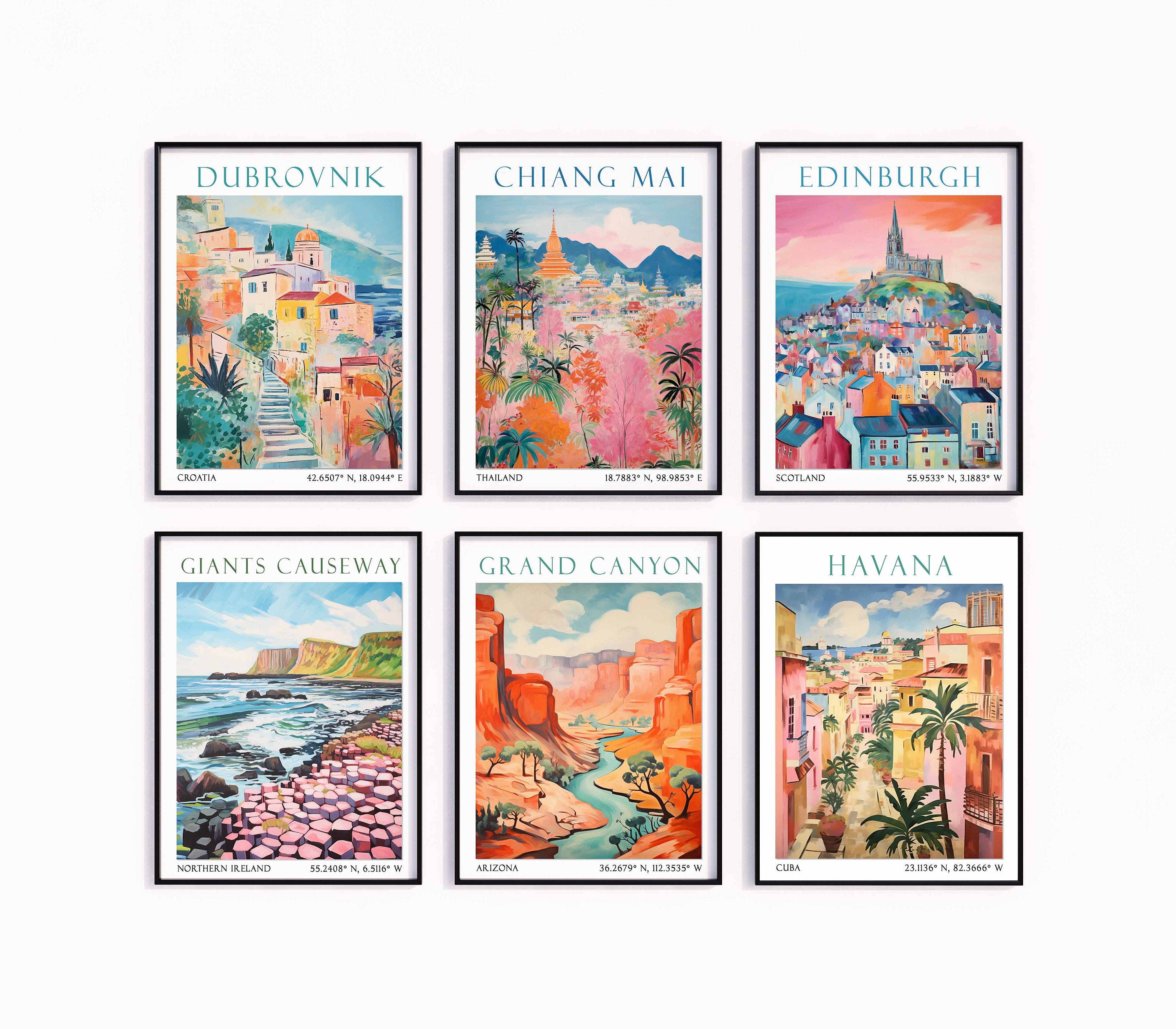 SET OF 6 Custom Travel Prints, Any City Any Country City Prints Travel
