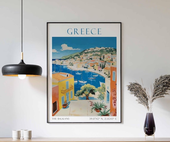 Greece Travel Print, Greece Travel Poster, Greece Wall Art, Greece Travel Gift, Greece Vacation Art, Greece Decor