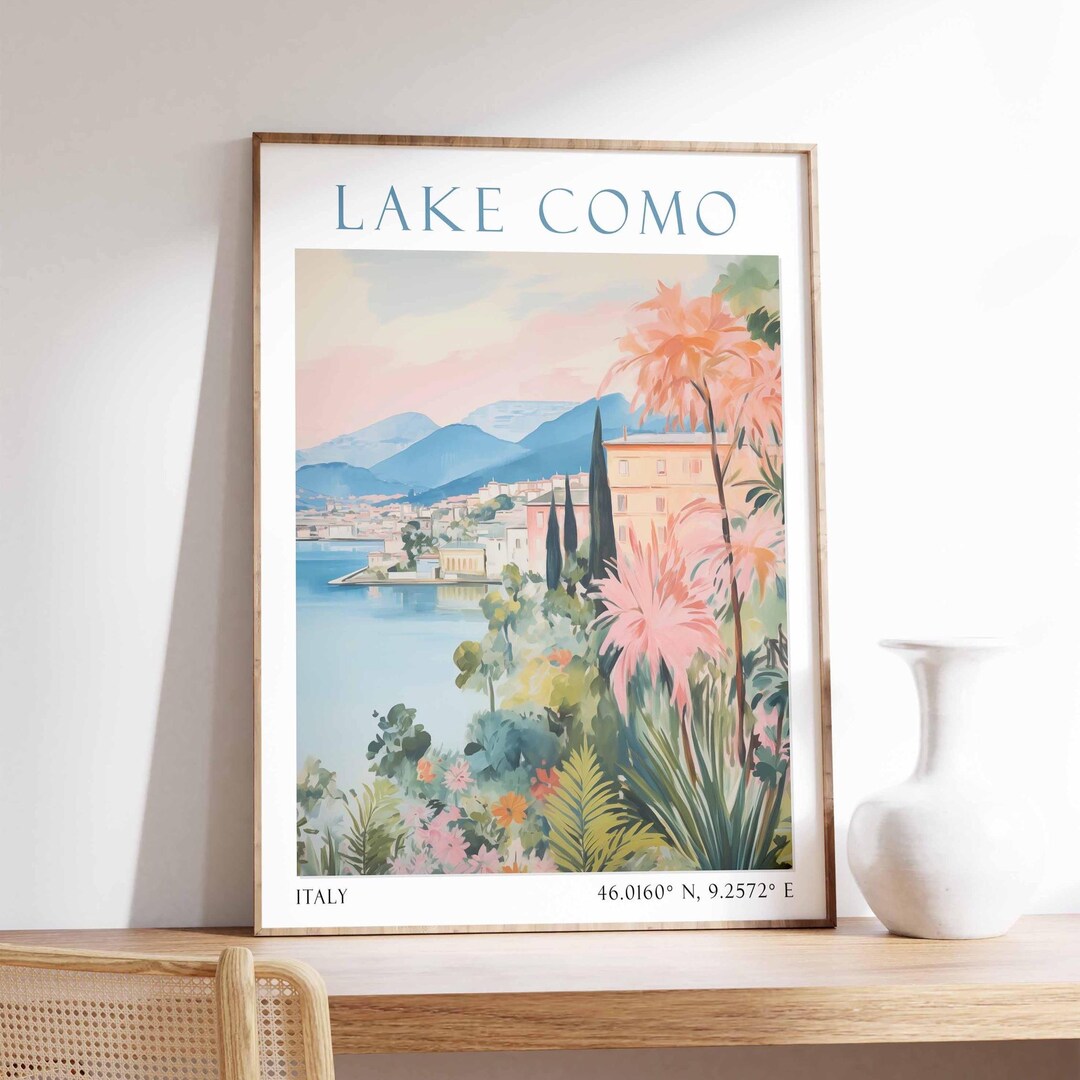 lake como italy travel poster art print (digital... Lake Como Poster, Lake Como Travel Print, Italy Travel Poster, Tropical ...