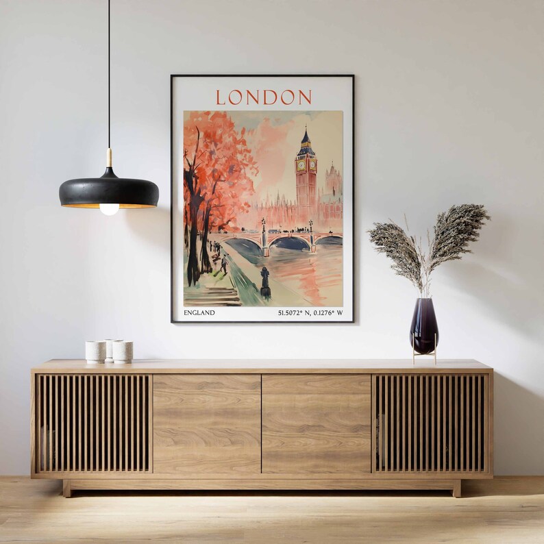 London Travel Print, London Travel Poster, United Kingdom Wall Art