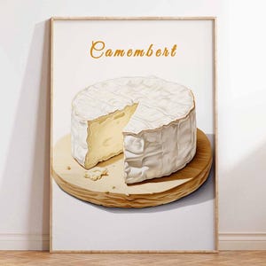 Camembert Cheese Print, Cheese Print, Kitchen Decor, Vintage Kitchen Art, Cheese Poster, Food Decor, Cheese Art, Gift for Cheese Lovers