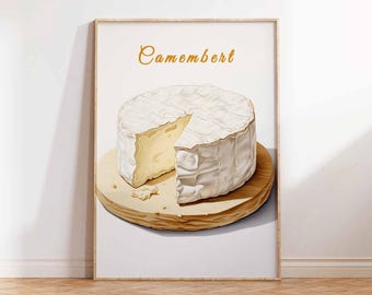 Camembert Cheese Print, Cheese Print, Kitchen Decor, Vintage Kitchen Art, Cheese Poster, Food Decor, Cheese Art, Gift for Cheese Lovers