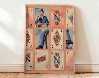 Playing Cards Print, Game Room Wall Art, Poker Decor, Card Game Poster, Deck of Cards, Modern Art Print, Man Cave Decor, Casino Artwork