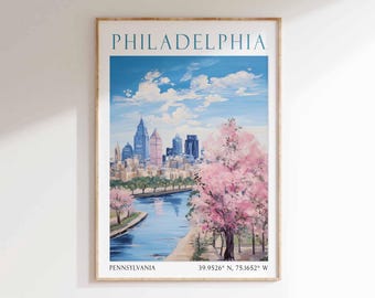 Philadelphia Poster, Philadelphia City Art, USA Travel Print, Philadelphia Landmark Decor, Independence Hall Art, Philadelphia Wall Art