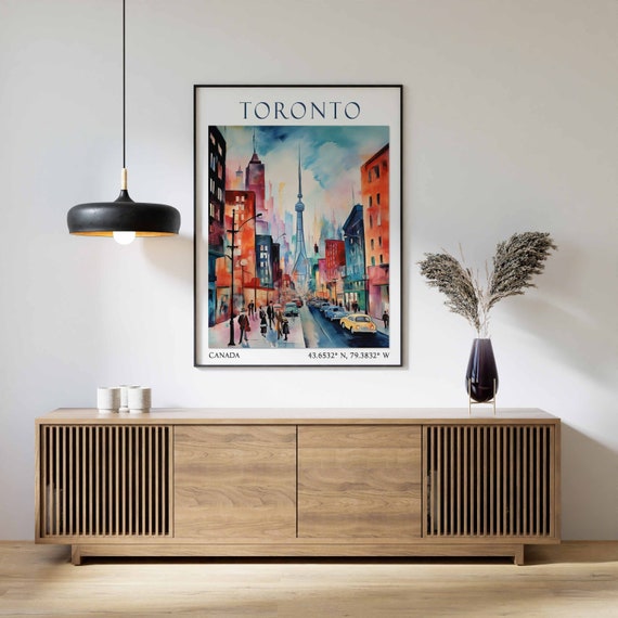Toronto Travel Print, Toronto Travel Poster, CN Tower Art, Canada Wall Art, Canadian Travel Decor, Toronto Travel Gift, Vintage Wall Art
