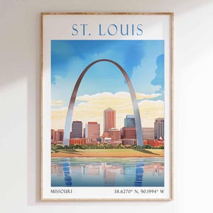 St. Louis Poster, St. Louis Art Print, Gateway Arch Print, Missouri Travel Decor, St. Louis Landmark Art
