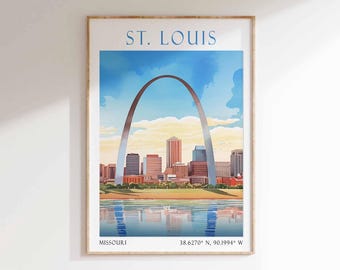 St. Louis Poster, St. Louis Art Print, Gateway Arch Print, Missouri Travel Decor, St. Louis Landmark Art