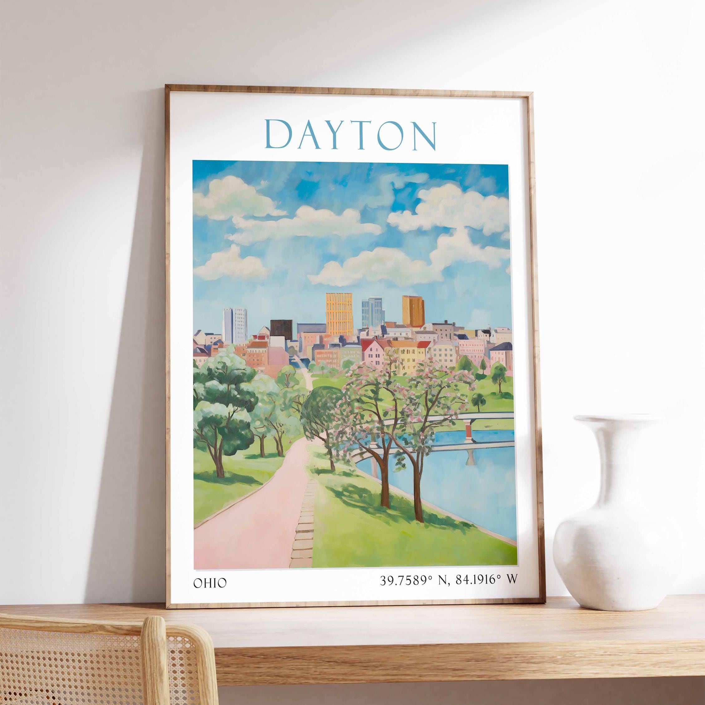 Dayton Travel Print, Dayton Travel Poster, Ohio Wall Art, Dayton