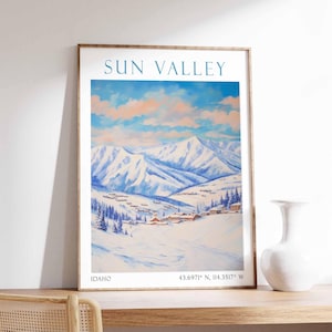 Sun Valley Idaho Travel Print – Vintage-Inspired Wall Art, Ski Resort Poster, Mountain Landscape, USA ski Decor