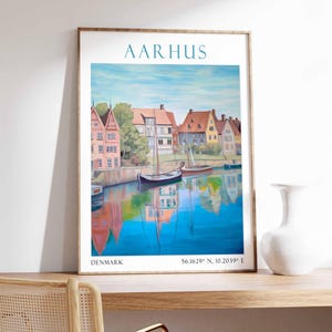 Aarhus Reisedruck Wandkunst Aarhus Wandbehang Wohnkultur Aarhus Geschenk Kunstliebhaber Dänemark Kunstliebhaber Geschenk Aarhus Wanddekor