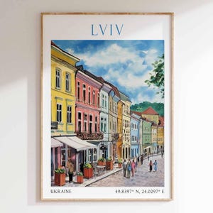Lviv Ukraine Poster, Lviv Travel Art Print, Ukraine Wall Art, Old Town Lviv Illustration, Eastern Europe City Print, Gift for Travel Lover