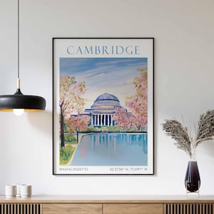 Cambridge Print Massachusetts, Cambridge Poster, Cambridge Travel Wall Art, Cambridge Print, Cambridge USA