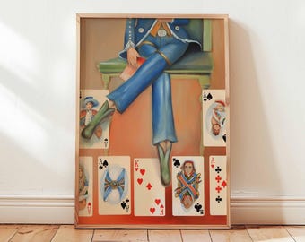 Playing Cards Print, Game Room Wall Art, Poker Decor, Card Game Poster, Deck of Cards, Modern Art Print, Man Cave Decor, Casino Artwork