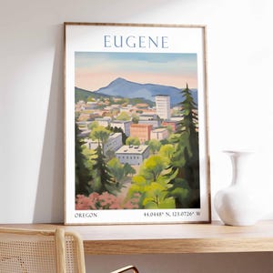 Eugene Oregon Poster Print, City Wall Art, Travel Poster, Oregon Decor, USA Landscape Art, Eugene Gift, Modern Minimalist Print
