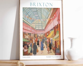Brixton Market Poster, London Print, London Art, London Poster, London Travel Print, Brixton Market Print, Retro London Art