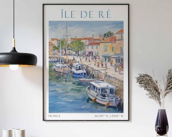 Poster Ile de Ré, vintage print Ile de Ré, kunst Ile de Ré, print Ile de Ré, schilderij Ile de Ré, cadeau Ile de Ré, interieur Ile de Ré