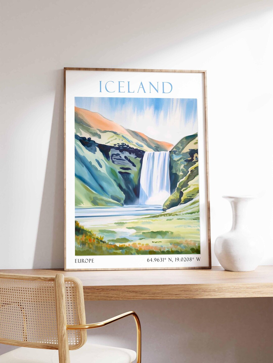 Skógafoss Waterfall Iceland Travel Print | Nature Wall Art - Etsy