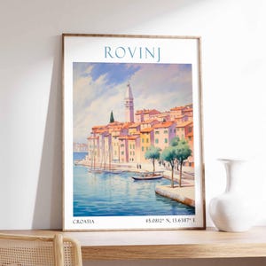 Rovinj Poster Print, Croatia Travel Art, Coastal Town Wall Decor, Rovinj Landscape Print, Mediterranean Village Art, Adriatic Sea Poster