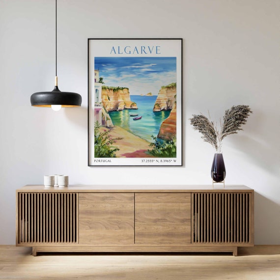 Algarve Portugal Print, Algarve Wall Art, Portuguese Coastal Poster, Algarve Travel Art, Coastal Landscape Decor, Algarve Beach Print