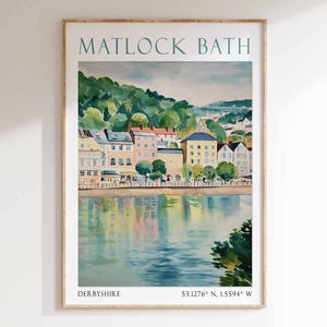 Matlock Bath Poster, Peak District Print, Derbyshire Wall Art, UK Travel Poster, Matlock Bath Illustration, British Landscape Print