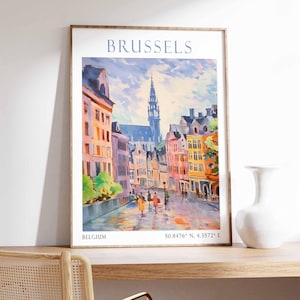 Brussels Travel Print, Brussels Poster, Brussels Travel Gift, Brussels Wall Art, Belgium Print