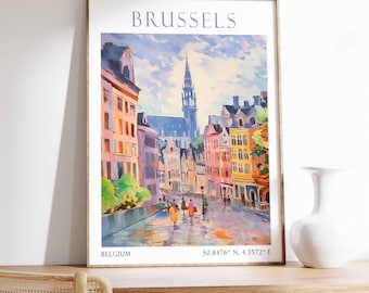Brussels Travel Print, Brussels Poster, Brussels Travel Gift, Brussels Wall Art, Belgium Print