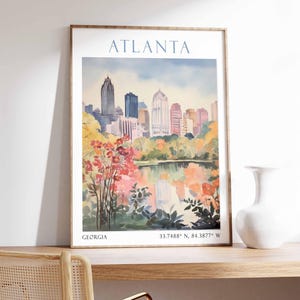 Atlanta Georgia Print Wall Art Atlanta Travel Poster Atlanta Georgia Home Decor Living Room Travel Gift