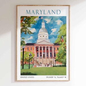 Maryland Poster, Maryland Travel Art Print, USA State Wall Art, East Coast Print, Maryland Gift, Maryland Home Decor