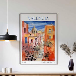 Valencia Travel Print, Valencia Wall Art, Spain Cityscape Decor, Valencia Poster, Spanish Travel Print, Valencia Artwork