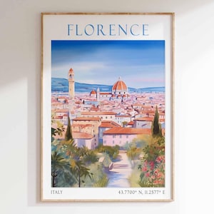 Florence Travel Print, Florence Travel Poster, Italy Wall Art, Italian Travel Decor, Travel Gift, Florence Cathedral Art, Italian Wall Art