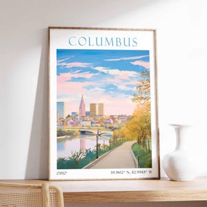 Columbus Travel Print, Columbus Travel Poster, Ohio Wall Art, Columbus City Art, Vintage Columbus Poster, Columbus Travel Gift