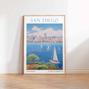 San Diego Travel Poster California Print Wall Art San Diego Wall Art San Diego Vintage Travel Poster Gift