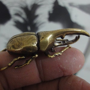 Vintage Style Solid Brass Copper Unicorn Beetle Animal Statue for Garden Decor