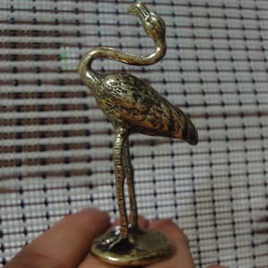 Vintage Style Solid Brass Copper Flamingo Bird Statue for Home Decor